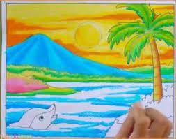 50 lukisan pemandangan alam gunung laut dan pantai indah. Lukisan Pemandangan Yang Mudah Digambar Dan Berwarna Cikimm Com