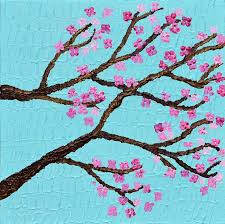 Early march to early april is generally a good rule of thumb. Duck Egg Blue Impasto Cherry Blossom Tree Abstract Original Painting By Louise Mead From
