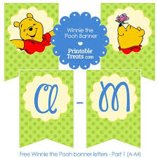 Printable Winnie The Pooh Banner Letters A M In 2020 Winnie The Pooh Birthday Bear Birthday Banner Letters