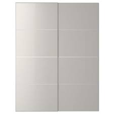 Ikea pax wardrobe with sliding doors. Hokksund High Gloss Light Grey Pair Of Sliding Doors 150x201 Cm Ikea