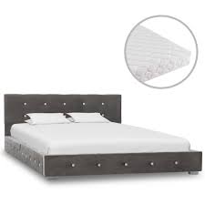 Meise polsterbett malin in stoff hellgrau 120x200 cm onletto möbel online kaufen kundenberatung rechnungskauf einfach schnell sicher gratis versand top service. Vidaxl Bett Mit Matratze Grau Samt 120 X 200 Cm Gitoparts