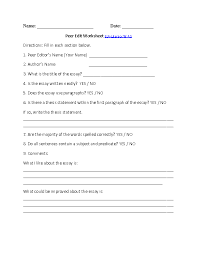 4th Grade Worksheets Aligned To The Common Core Writing Worksheets Peer Editing Common Core Writing