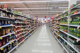 Supermarket Aisle Shelves Displaying Goods At Coles Retail Supermarket Wonthag Aff Goods Coles Retail Display Supermarket Supermarket Design Photo