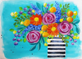 Impressionist Beginner Acrylic Painting Bohemian Flower Vase Live Tutorial Cacflowerart Flower Art Flower Painting Painting Tutorial