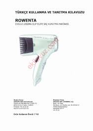 Rowenta Lissima Clip Elite Cv9112e4 Sac Kurutma Makinasi Kullanma Kilavuzu Sayfa 1 Ekilavuz Com
