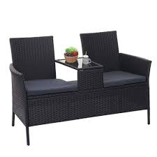 Weiß & anthrazit, deckt sitzfläche & armlehnen ab Garten Terrasse Braun Meliert 3 Sitzer Poly Rattan Gartenbank Hamar Sitzbank Kissen Creme Mobel