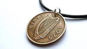 Irish Leather Necklace 1975 Coin Necklace Coin Jewelry Music Necklace Irish Harp Coin Celtic Men S Necklace Men S Jewelry Pendant Leather Necklace Coin Jewelry Music Necklace