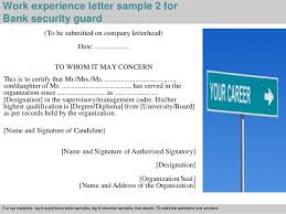 Bank Security Guard Experience Letter