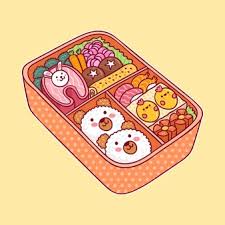 Bento box white or brown rice, ginger salad, lo mein, string beans. Premium Vector Lunch Icons Set Lunch Icons