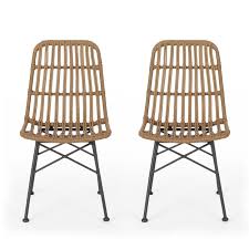 Shop our best selection of rattan / wicker kitchen & dining room chairs to reflect your style and inspire your home. Jessie Outdoor Wicker Dining Chair Set Of 2 Light Brown And Black Walmart Com Walmart Com