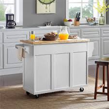 Glacer kitchen island cart on wheels, rolling kitchen island with drop leaf top, kitchen trolley cart with drawers, towel rack & bottle rack, 53.5 x 30 x 36 inches (white). Amazon Com Crosley Furniture Elliot Kitchen Cart With Natural Top White Kitchen Islands Carts