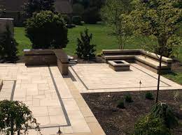 1 100sf Two Tiered Paver Patio With 10ft Long Bar Drop In Cooler Rectangular Fire Pit And Large L Patio Garden Design Concrete Patio Designs Diy Stone Patio