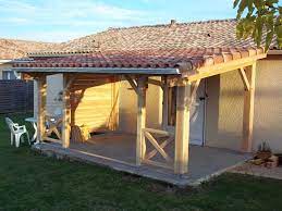 Appenti 5mx3m Couverture Tuile Gouttiere Alu Pergola Dans Le Jardin Appentis Appenti Bois