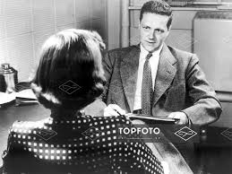 Unidentified woman being interviewed by Dr Wardell B Pomeroy for Dr Alfred Kinseys Sexual Behaviour in the Human Female 19th August 1953 - Topfoto Image Archive