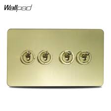 Light switch plate cover satin nickle solid brass. Wallpad 4 Gang 2 Way Toggle Switch Electrical Light Switch Satin Brushed Brass Gold Color Stainless Steel Panel Switches Aliexpress