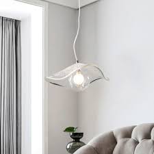 This minimalist hanging lamp has a structure in glazed natural brass with an adjustable lower disc. Clear Seeded Glass Jellyfish Pendant Light Kit Minimalist 1 Light Hanging Lamp Over Dining Table Beautifulhalo Com