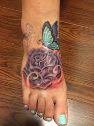 My Tattoo Rose And Butterfly Tattoo On Foot Rose And Butterfly Tattoo Foot Tattoos Butterfly Tattoo