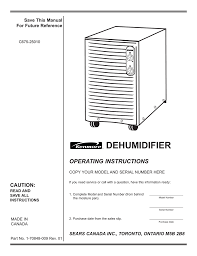 Kenmore Dehumidifier C675 25010 User Manual Manualzz Com