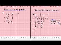 Matematik Tahun 4 Operasi Bergabung Tambah Dan Tolak Pecahan Youtube