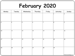 February 2020 Monday Calendar Monday To Sunday In 2020 February Calendar Monthly Calendar Monthly Calendar Template
