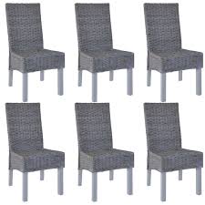 Your current version of internet explorer is out of date. Dining Chairs Set Kitchen Chairs 6 Pcs Kubu Rattan And Mango Wood Grey 440596701
