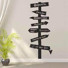 Harry Potter Inspired Wood Road Sign Wall Decal Hogwarts Hogsmeade Vinyl Wall Art Home Decor D Harry Potter Wall Decor Harry Potter Wall Art Harry Potter Wall