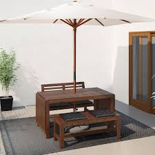 applaro table 2 benches outdoor brown stained ikea table et chaises de jardin banc exterieur table et chaises