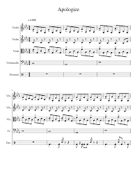 Apologize One Republic Sheet Music For Violin Drum Group Cello Viola Mixed Quintet Musescore Com