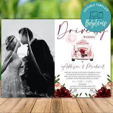 Printable Photo Drive By Wedding Invitation Instant Download Wedding Invitations Wedding Invitations