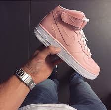 Light Coral Pink High Top Air Force 1s Nike Shoes Women Nike Free Shoes Nike Shoes
