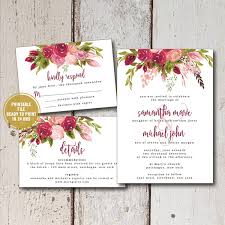 Peony Wedding Invitation Printable Printed Floral Wedding Set Etsy Wedding Invitation Inserts Peony Wedding Invitations Wedding Response Cards
