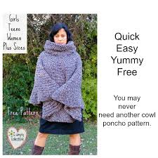 Harriet hooded scarf free knitting pattern. Hooded Poncho Sewing Pattern Free