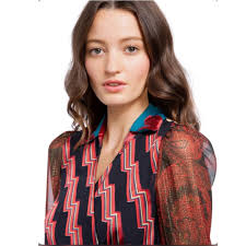 Alice + Olivia Omega Zigzag Wrap Blouse S