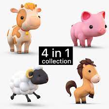 3d Cartoon Farm Animals Pack Turbosquid 1342514 Farm Cartoon 3d Cartoon Animated Animals