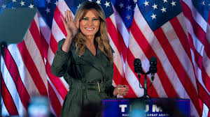 Born melanija knavs mɛˈlaːnija ˈknaːws, tone needed germanized as melania knauss meˈlaːni̯a ˈknaʊs; Melania Trump Slashes Dems Media Speech First Solo 2020 Rally