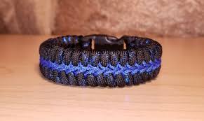 Thin Blue Line Police Metallic Blue Stitched Paracord