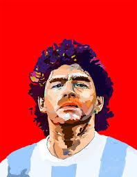 Maradona con fondo rosso