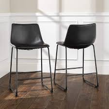 White leather kitchen island chairs 2020 movies imdb 2019. Amazon Com Walker Edison Douglas Urban Industrial Faux Leather Armless Counter Chairs Set Of 2 Black Chairs