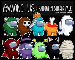 Among Us Halloween Themed Vinyl Stickers Pack Or Custom Set W Customizable Crewmate Option Available Approx 2 5 Inches In 2020 Vinyl Sticker Stickers Halloween Themes