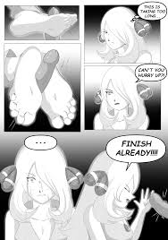 Rule 34 Dev - barefoot comic cynthia_(pokemon) dialogue feet female  foot_fetish footjob mrff25 penis pokemon precum soles speech_bubble text  toes|6429930944