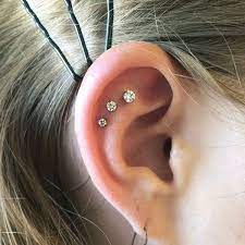 Cartilage Piercing 78 Raw Crystal Stud Earrings Triple Ear Piercing Flat Piercing