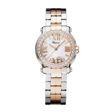 Water resistant to 30 meters. Chopard Happy Sport Mini Stainless Steel Rose Gold 30mm W Diamond Be Shreve Crump Low