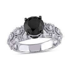Beautifully crafted in cool 10k white gold, the eye is immediately drawn to the elegant and mysterious 1.00 ct. 3 Ct T W Enhanced Black And White Diamond Vintage Style Engagement Ring In 10k White Gold Zales Outlet