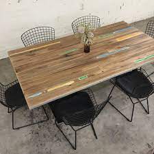 Reclaimed wood is naturally weathered, dimensionally stable and, by helping avoid cutting of new trees to make furniture, contributes to environmental preservation. Recycled Timber Dining Table The Timber Shack