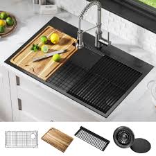 If you require an undermount template for either of these two sinks, please call swan. Kraus Kore Workstation 33 Inch Topmount Drop In 16 Gauge Stainless Steel Single Bowl Kitchen Sink In Pvd Gunmetal Finish With Accessories Walmart Com Walmart Com