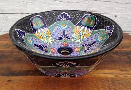 talavera pedestal sink  black talavera