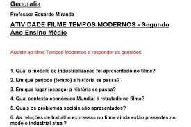 A mensagem do filme tempos modernos é um pouco obscura, mas creio que ela retrata os problemas causados pela pressão que cada pessoa sobre nas organizações. Atividade Filme Tempos Modernos Charlie Chaplin Assistir Ao Filme Tempos Modernos E Responder Brainly Com Br
