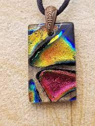 Rainbow Mosaic Dichroic Glass Pendant And Necklace Etsy Fused Glass Jewelry Dichroic Fused Glass Jewelry Dichroic Glass Jewelry
