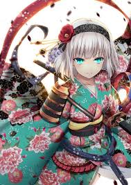 絢爛 蒼乃 のイラスト pixiv 東方 魂魄妖夢 着物 刀 アニメ着物 マンガアニメ 東方 かわいい