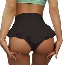 Amazon.com: JOINFUN Teens Sexy Workout Yoga Shorts Solid Active Running  Dance Skirts Ruffle Chiffon Thongs Black S : Clothing, Shoes & Jewelry